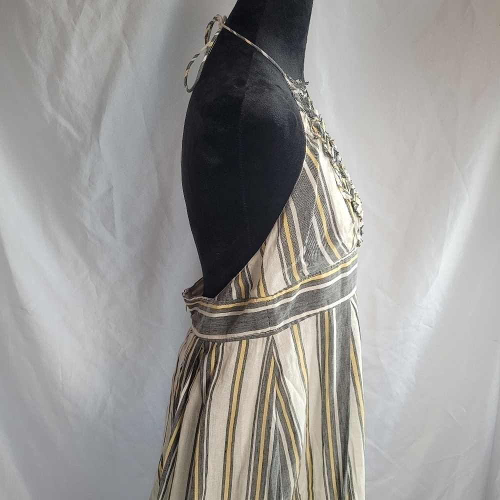 J.Crew Sylvan Backless Halter Striped Dress Linen Blend Size 14( see measurement - Picture 3 of 12